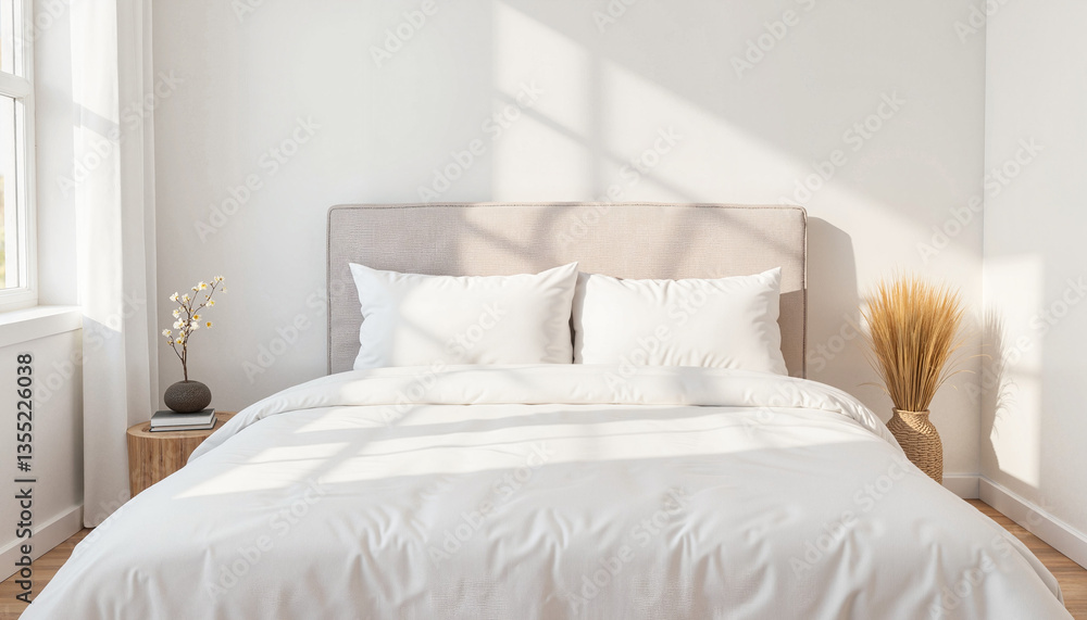 Cozy bedroom with natural light and minimalistic decor Cozy bedroom with natural light and minimalistic decor
