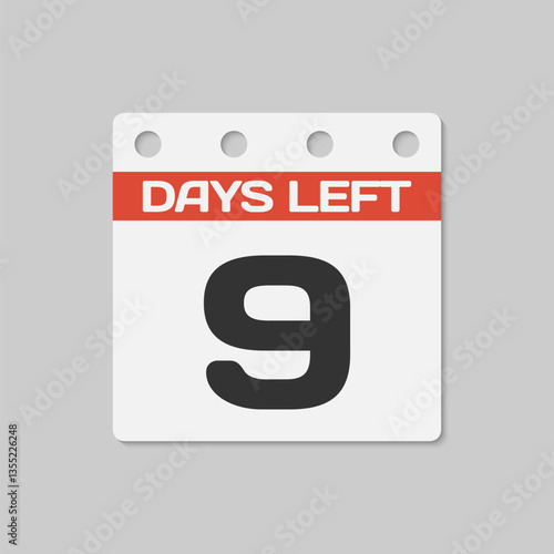 Countdown daily page calendar icon - 9 days left
