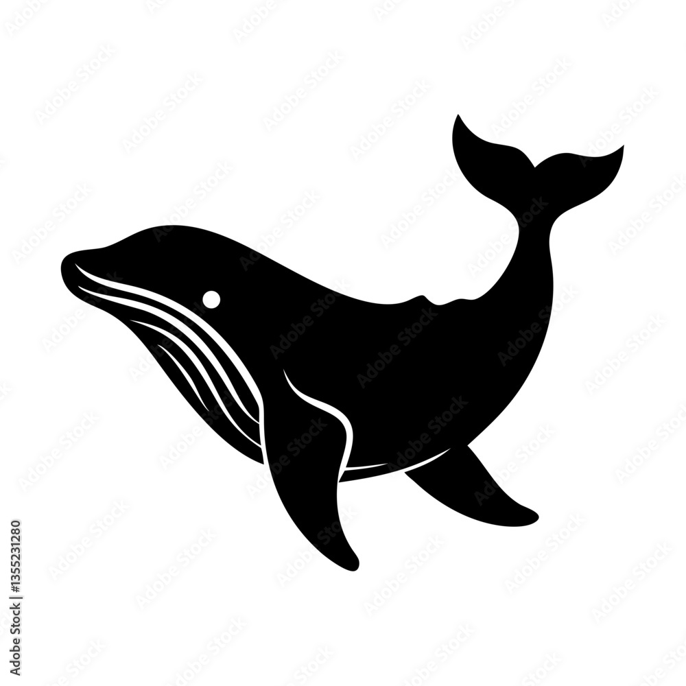 Fototapeta premium a graceful whale silhouette, captured in black and white, depicting a majestic creature of the ocean vector illustration