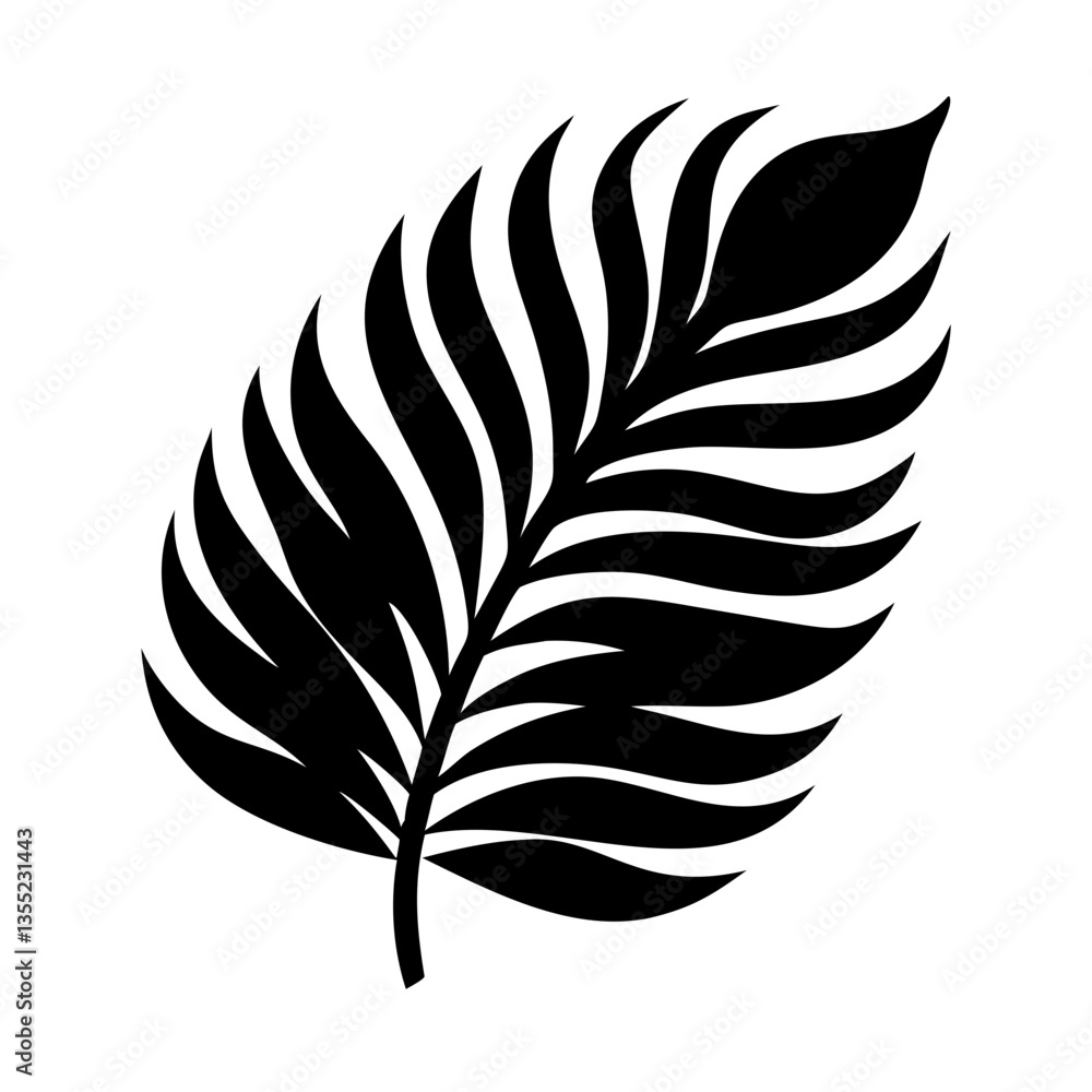 Obraz premium a black and white illustration of a stylized leaf with intricate details, showcasing a sense of elegant simplicity. The leaf's design adds a touch of nature-inspired artistry to the image