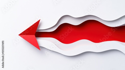 Free Download paper cut red arrow on white background moving to left. horizontal illustration  - GFXLoad