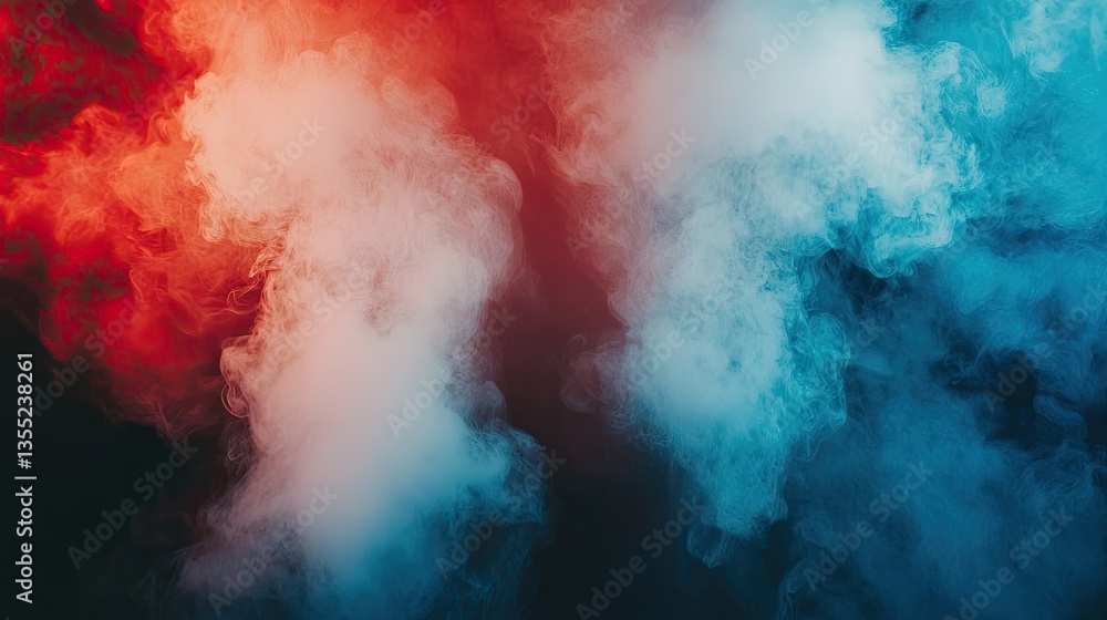 Red and blue smoke swirls, dark background, abstract art, design element (37) Red and blue smoke swirls, dark background, abstract art, design element (37)
