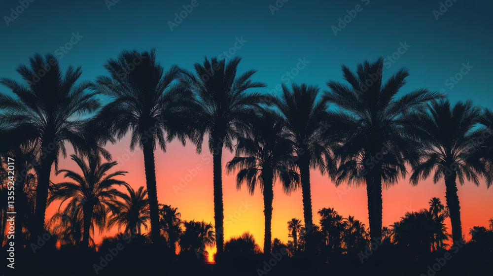 Silhouetted palm trees at sunset on a tropical coastline with vibrant orange and blue sky, ideal for travel ads, summer backgrounds, nature themes, or coastal lifestyle visuals
Silhouetted palm trees at sunset on a tropical coastline with vibrant orange and blue sky, ideal for travel ads, summer backgrounds, nature themes, or coastal lifestyle visuals