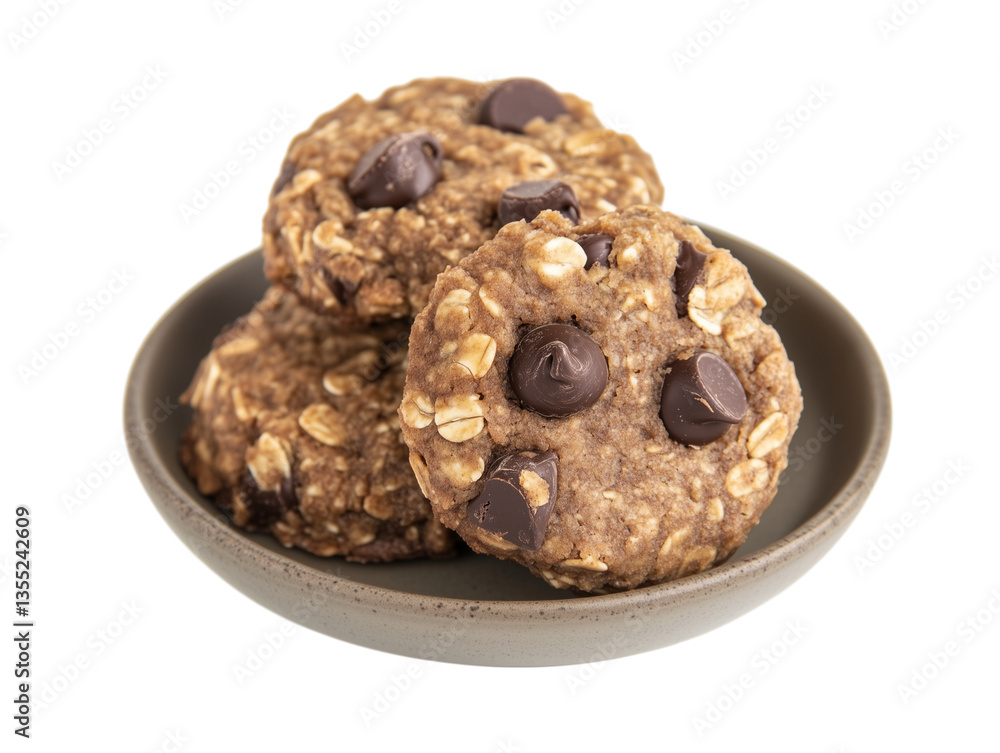 Obraz premium oatmeal chocolate chip cookie, isolated on a white background