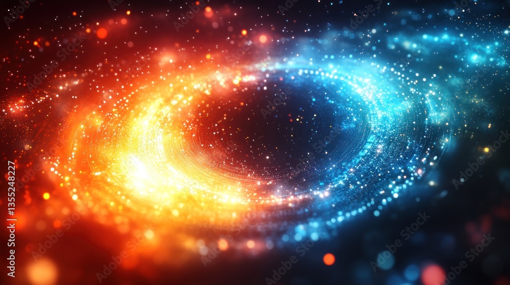 Abstract swirling vortex of fire and ice, cosmic energy background Abstract swirling vortex of fire and ice, cosmic energy background