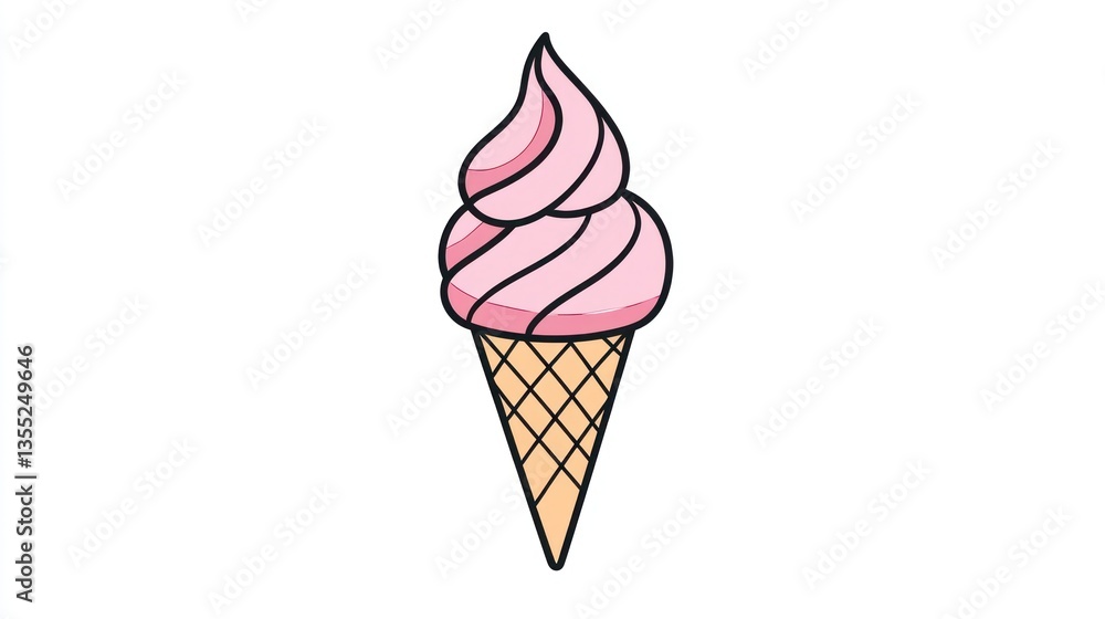 Simple pink ice cream cone graphic Simple pink ice cream cone graphic
