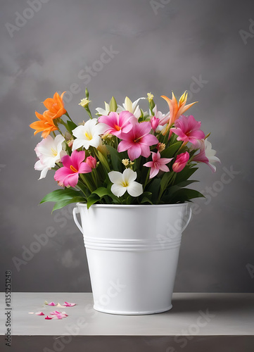 Wallpaper Mural Vibrant Mixed Flowers in White Bucket Torontodigital.ca