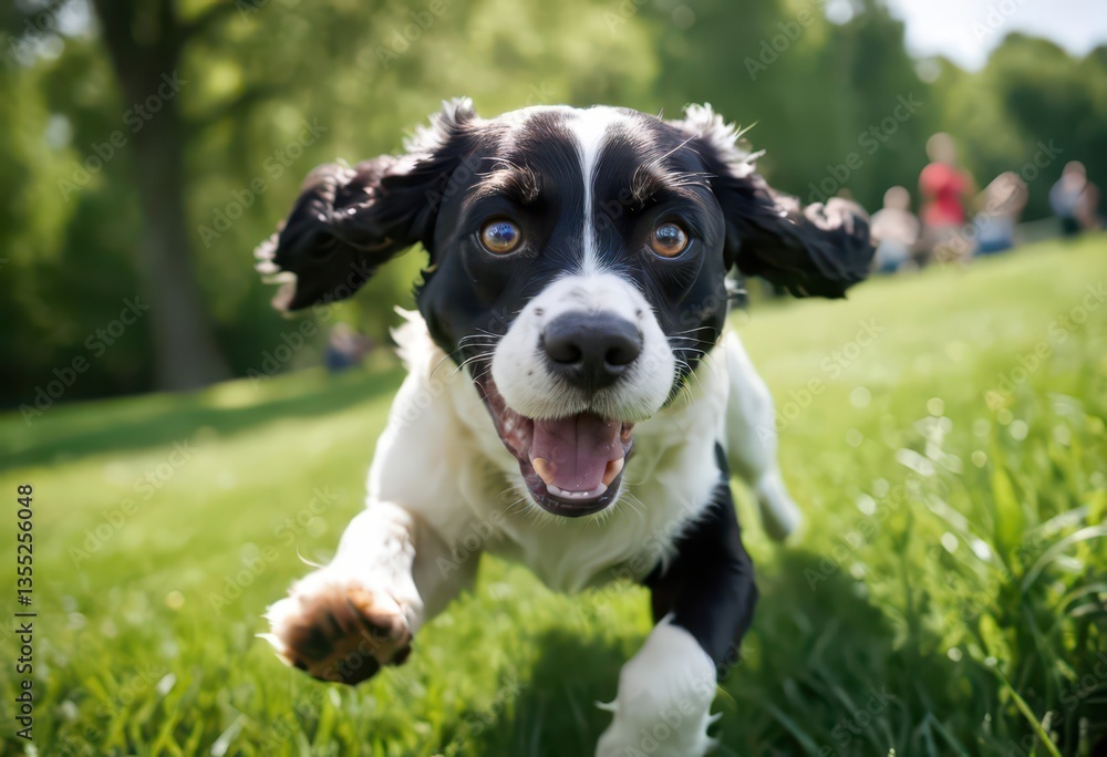 american cocker dog running in a green countryside, doggy playing outdoors in the nature, hairy friend in the nature american cocker dog running in a green countryside, doggy playing outdoors in the nature, hairy friend in the nature