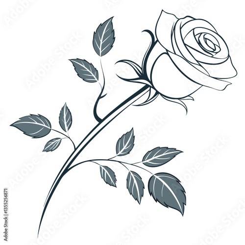  an artistic vector depiction of a single rose eps