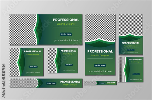 set of creative web banners of different sizes with a place for photos.