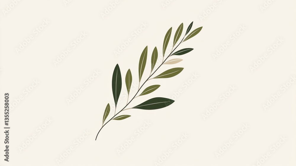 Elegant Minimalist Leaf Branch Illustration for Design and Decorative Purposes Elegant Minimalist Leaf Branch Illustration for Design and Decorative Purposes