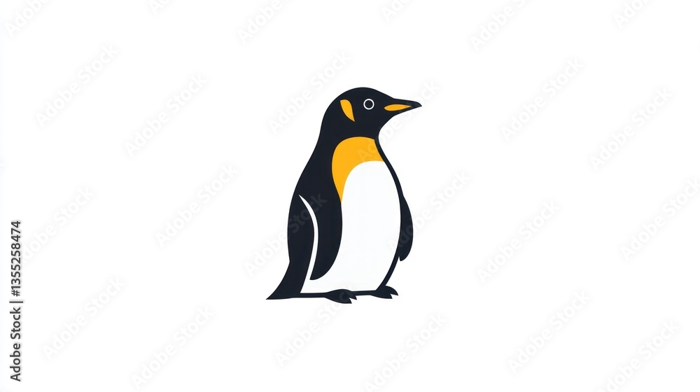 Fototapeta premium Simple penguin illustration, Antarctic bird, profile view, graphic design