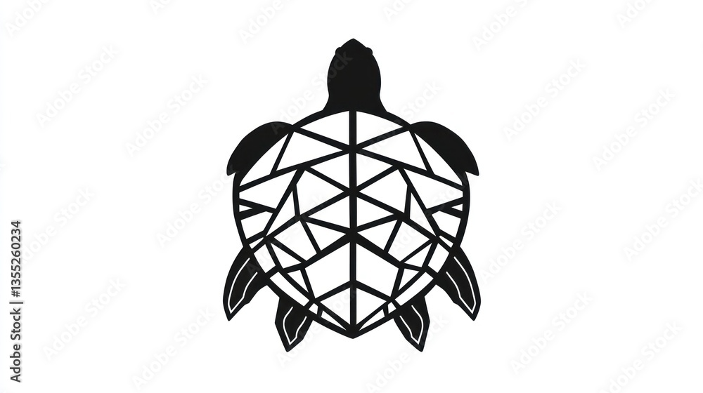 Fototapeta premium Geometric Turtle Design Abstract Black and White Pattern for Creative Projects