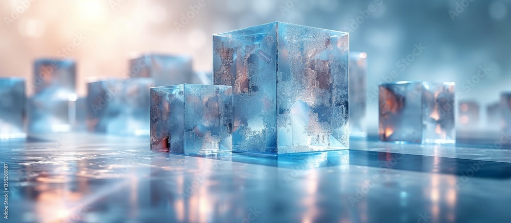 Ice Cubes on Frozen Surface Ice Cubes on Frozen Surface