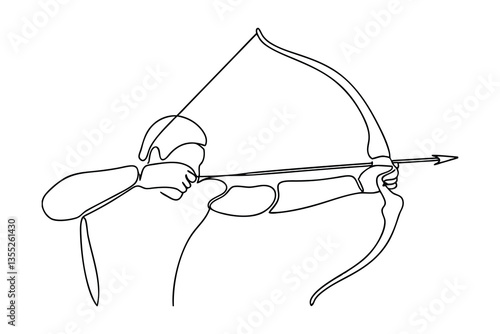 Archery Athlete Single Line Drawing Sport, Aim, Arrow, Bow, Target