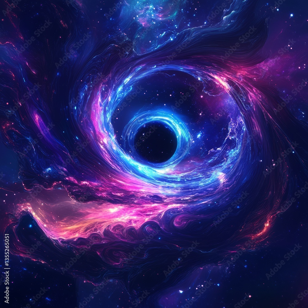 abstract cosmic scene with glowing black holes and swirling stars, vibrant neon gradients, dynamic depth, and mesmerizing atmosphere abstract cosmic scene with glowing black holes and swirling stars, vibrant neon gradients, dynamic depth, and mesmerizing atmosphere