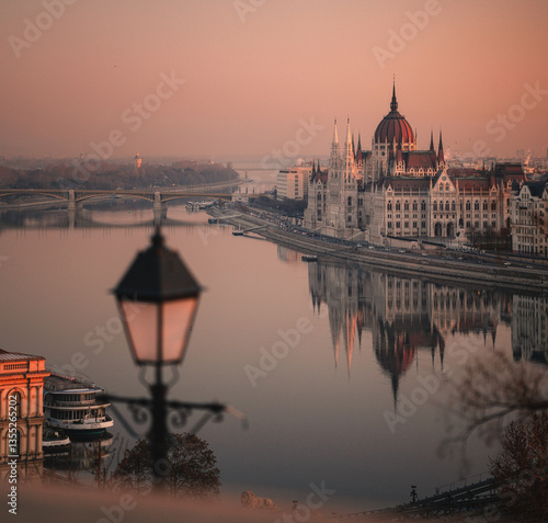 Photography View on Budapest with Chain Bridge and Parliament