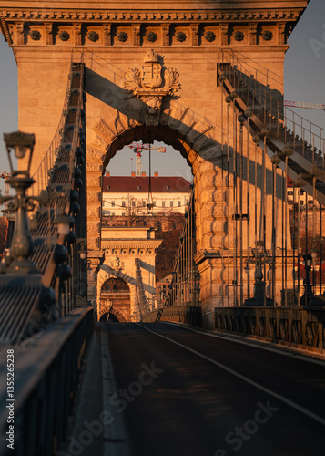 Chain Bridge in Budapest in the morning