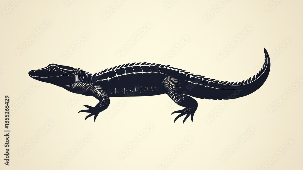 Fototapeta premium Stylized Alligator Silhouette Reptile Illustration Wildlife Art Vector Graphic