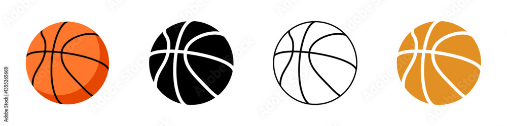 Basketball icon. Four variations of a basketball design. Basketball icon. Four variations of a basketball design.
