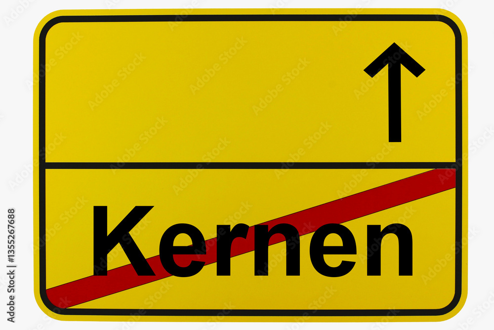 Fototapeta premium Illustration eines Ortsausgangsschildes von Kernen in Baden-Württemberg