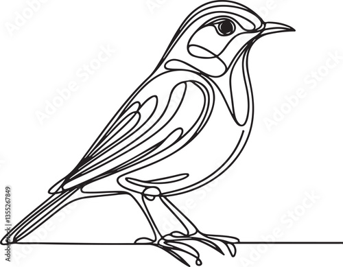 Thrush Bird Line Art – Clean and Simple Vector Illustration
