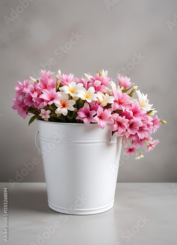 Wallpaper Mural Vibrant Colorful Flowers in White Bucket Torontodigital.ca