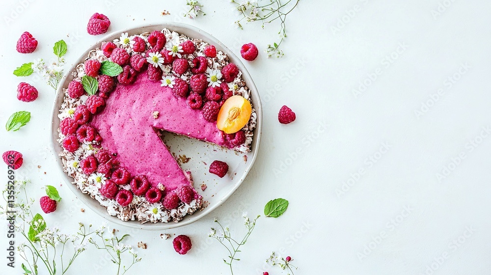 Raspberry Cheesecake with Slice Cut Out Raspberry Cheesecake with Slice Cut Out