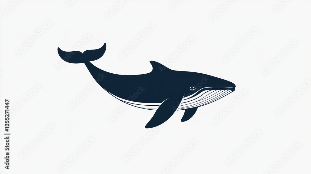 Fototapeta premium Whale Silhouette Minimalist Marine Life Illustration for Ocean Themes and Designs