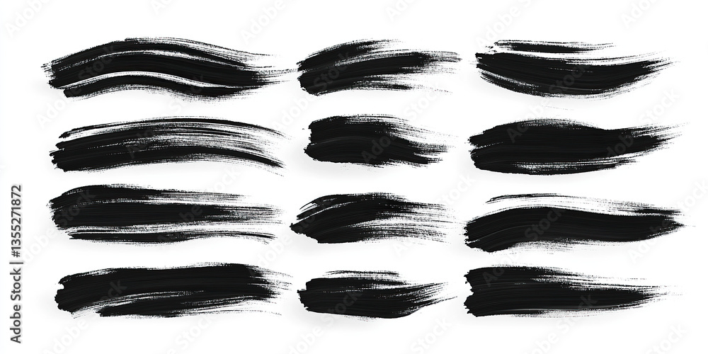 A collection of dark, textured brushstrokes on a white backdrop, showcasing artistic design elements and abstract patterns. A collection of dark, textured brushstrokes on a white backdrop, showcasing artistic design elements and abstract patterns.