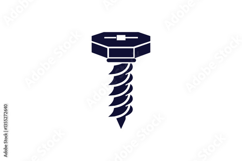 a screw with a single thread line clip art vector illustration