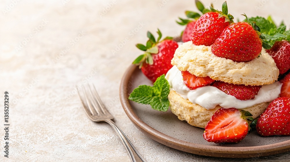 A plate of fresh strawberries and a fork A plate of fresh strawberries and a fork