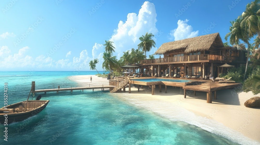 Obraz premium Luxury Tropical Getaway: Beachfront Villa Paradise