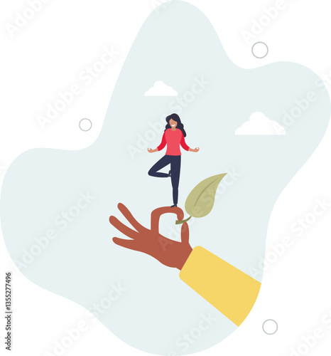 relaxation and love of nature. yoga classes in the fresh air. ecology concept.flat character life .