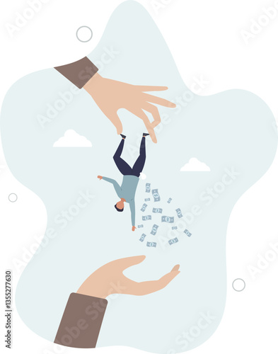 Tax hike, government increase tax or steal money from people, debt or loan interest to pay off, unethical people overcharge bills.flat character life .