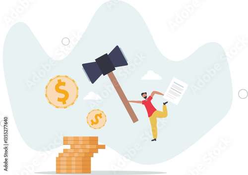 Penalty fine to pay for prohibited legal, charge and expense punishment notice, traffic charge bill concept.flat character life .