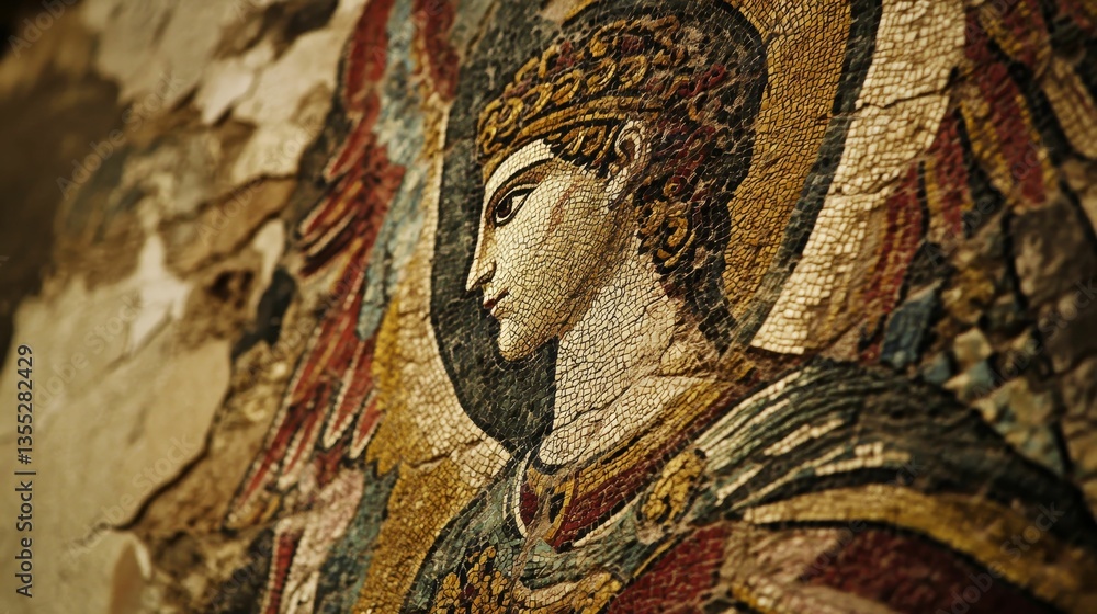 Fototapeta premium Angelic mosaic intricate ancient historical art