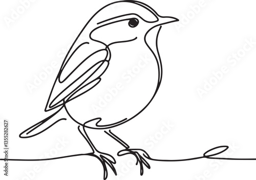 Minimalist Wren Line Art Illustration for Design