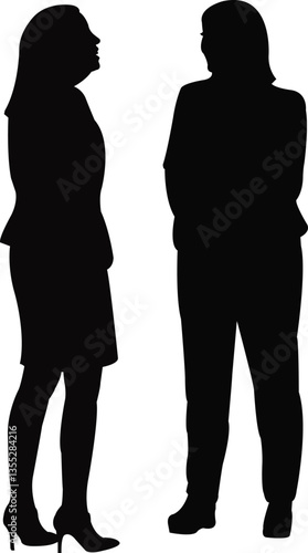 two women making chat, silhouette vector