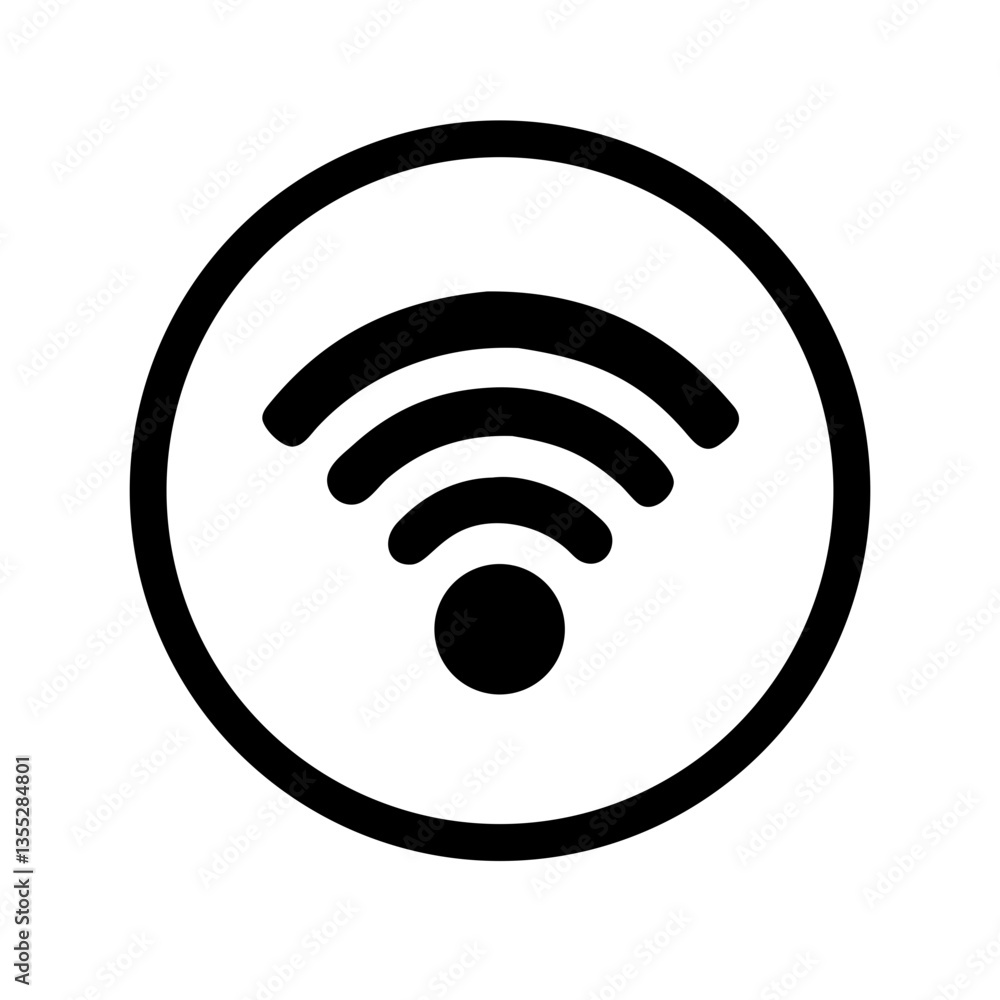 Wi-Fi signal icon in a circular design on a white background Wi-Fi signal icon in a circular design on a white background