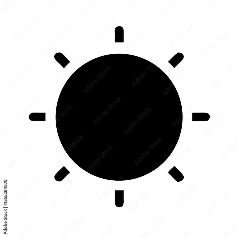 Black sun icon symbolizing light and warmth Black sun icon symbolizing light and warmth