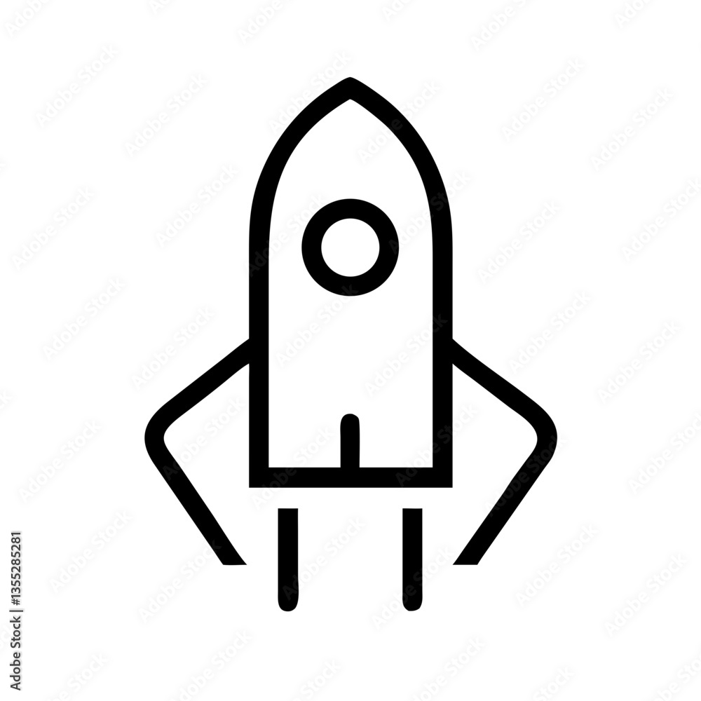 Minimalist rocket icon representing space exploration Minimalist rocket icon representing space exploration