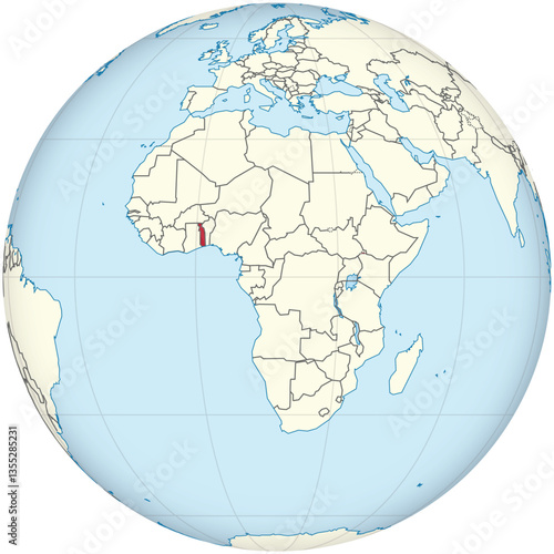 Detailed national location map of TOGO within the great continent of Africa
