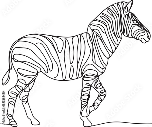 Simple Zebra Silhouette Line Drawing Vector