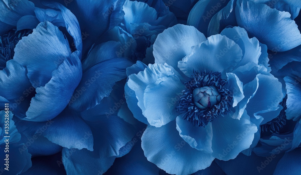 Close-up of vibrant, deep blue peonies Close-up of vibrant, deep blue peonies