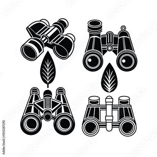 Black silhouette of binoculars set against 2