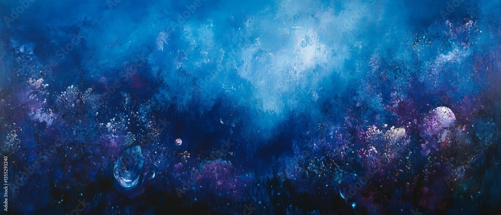 Fototapeta premium Abstract deep blue cosmos celestial ethereal artwork.