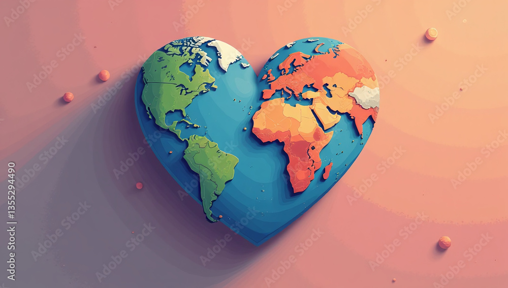 Fototapeta premium artist creates earth design stylized heart shape abstract
