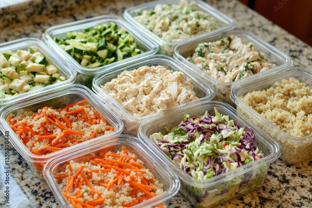 Nutritious Meal Prep Containers Packed with Quinoa, Chicken, and Colorful Coleslaw for a Balanced Lunch Nutritious Meal Prep Containers Packed with Quinoa, Chicken, and Colorful Coleslaw for a Balanced Lunch
