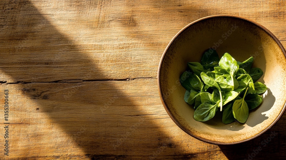 Enjoying a homemade salad captured in classic style with a vintage camera, filled with fresh green leaves on a rustic wooden table Enjoying a homemade salad captured in classic style with a vintage camera, filled with fresh green leaves on a rustic wooden table